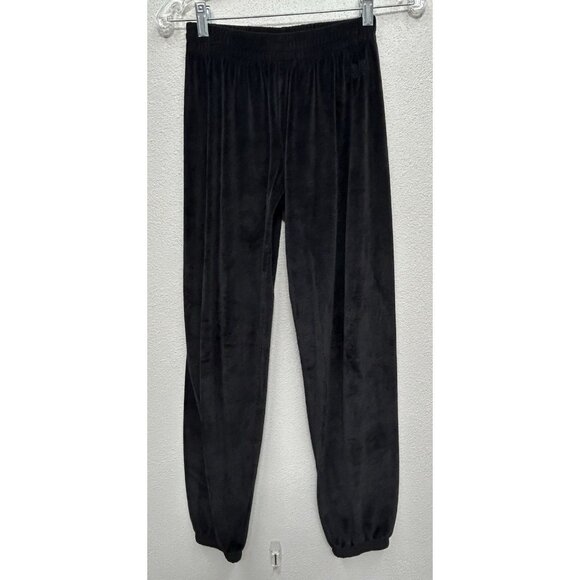 Victoria's Secret PINK Crushed Velvet Velour Joggers XS BLACK soft Athleisure - Picture 1 of 5